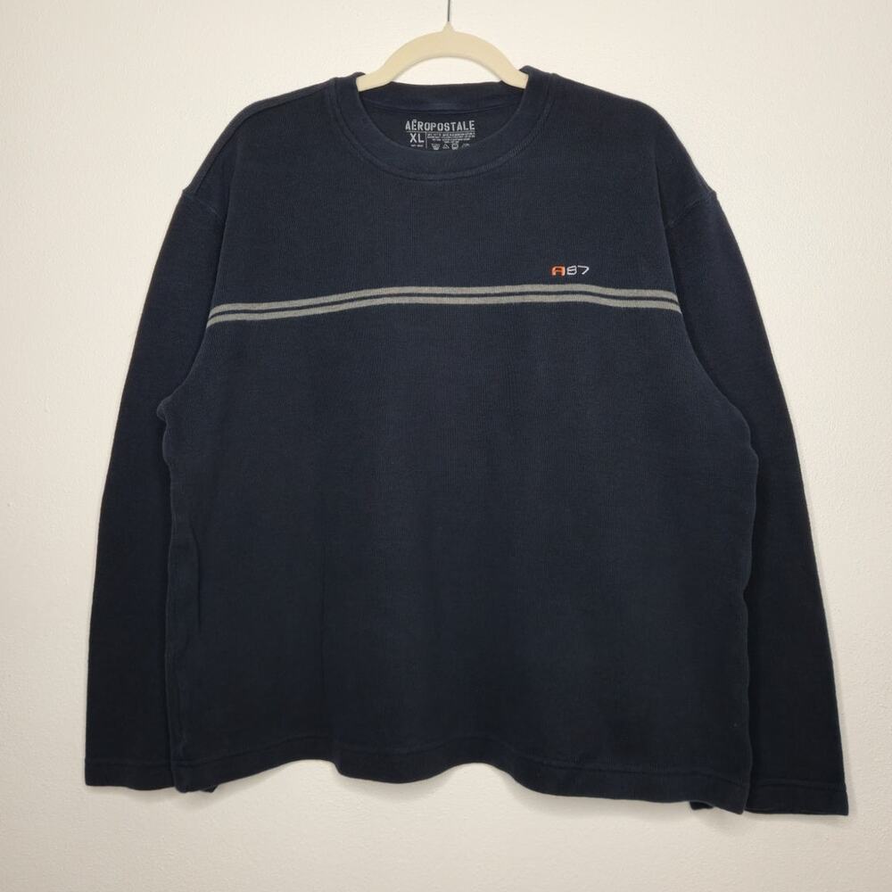 Vintage y2k Aeropostale Long Sleeve Stripe Skate Grunge Surf Sweater XL